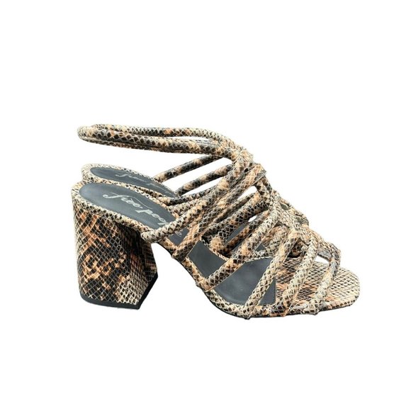 Free People Colette Sandals Size 9 Leather Strappy Platform Heel Python New boho - Picture 6 of 7
